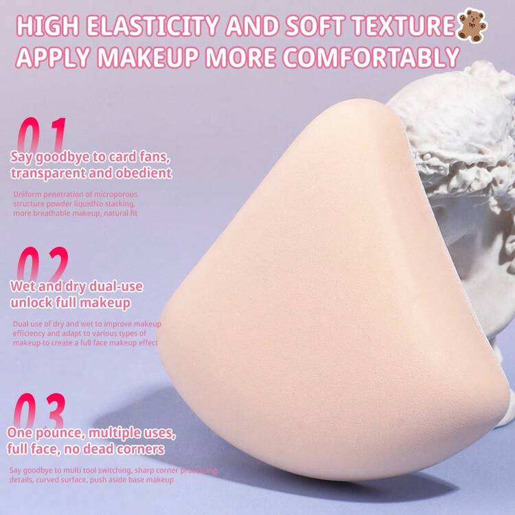 MONKIDS 2pcs Makeup Sponge Set, High Elasticity Soft Texture, Full Coverage For Foundation And Loose Powder, Dry And Wet Use Portable Makeup Sponge Set, Convenient For Travel, Suitable For All Skin Types - Multicolor - View 3