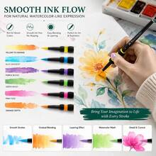 6 Pcs Watercolor Brush Pen Set,Soft Brush Tip Drawing Pens For Smooth Painting & Coloring,For Smooth Coloring, Blending & Layering, Artist Drawing Tools For Watercolor Acrylic Gouache Oil Painting Student Creators & Young Artists Supplies - Sets - View 6