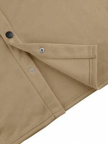 Kolrap Men Wool Blend Shacket Jacket, Solid Color Single‑Breasted Pocket Long Sleeve Overshirt, Autumn Winter Casual Loose Men Outerwear Shirt Jacket - Camel - View 9