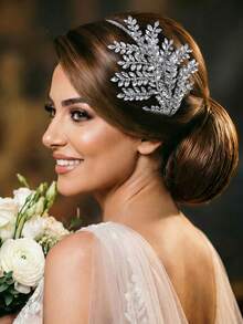 1pc Rhinestone Decorated Bridal Headband Women Hair Accessory Wedding Party Accessory Suitable For Stage Performance Holiday Gift - Silver - View 5