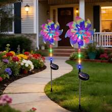 1/2PCS Halloween Solar Wind Spinner Garden Light, Colorful LED Rotating Windmill Light, Outdoor Waterproof Decorative Stake Light For Yard Lawn Patio Pathway, Perfect Gift - Windmill Lamp - View 8