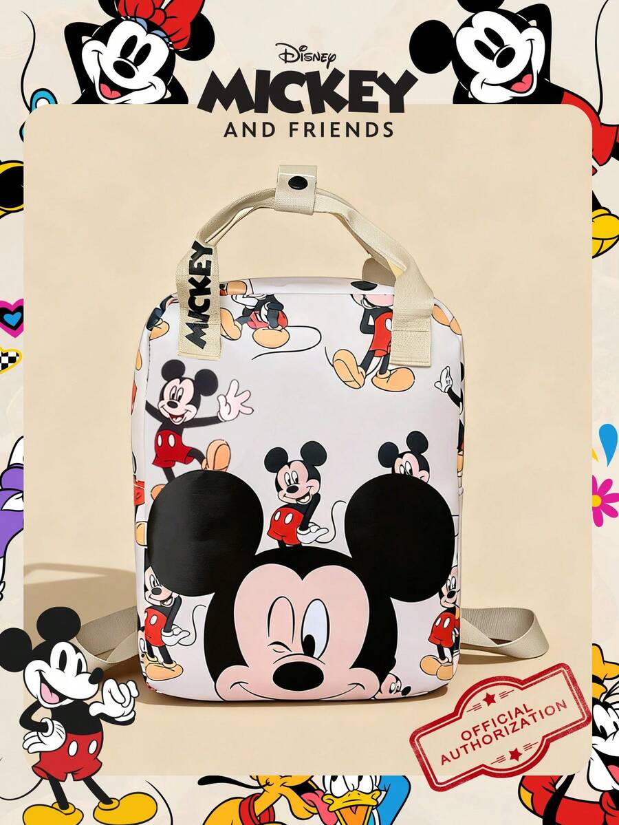1 Pc Disney Officially Licensed Mickey Mouse Pattern Backpack, Casual Daily Backpack | School Bag | Sports Bag | Cartoon Backpack | Knapsack, Perfect For Women/Students/Teens/Graduates, Essential For Daily Use, Outings, Travel, Shopping And Back To School Season - Multicolor - View 1