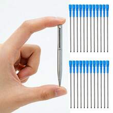 Portable Mini Pocket Metal Twist Ballpoint Pen, 20Pcs Blue & Black Ink Refills Included, Smooth Writing Stationery For School Office Daily Use - Pen With 10 Refills - View 2