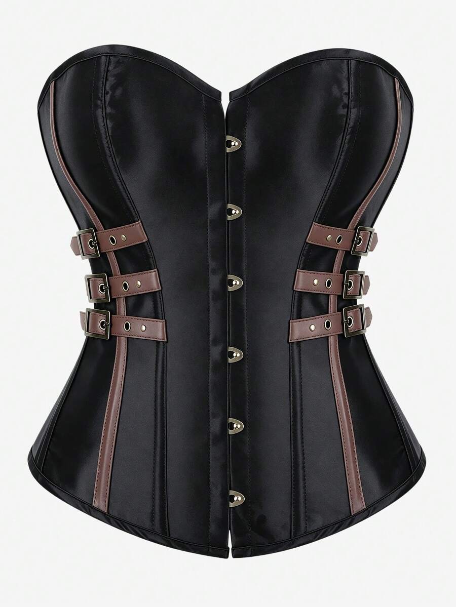 Top Bustier Corset Sem Alças Estilo Steampunk para Mulheres, Cinturão ...
