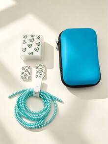6pcs Charging Cable Storage Box Protective Case Charger Data Cable Organizer Box Portable Anti-Tangle Heart Pattern Protective Shell Travel Desktop Storage - Multicolor - View 14