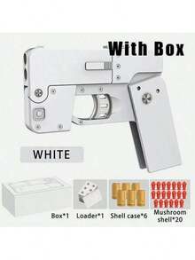 Mini Folding Automatic Soft-Bullet Gun, Adult Stress-Relieving Soft-Bullet Toy Gun. Mini Folding Automatic Firing. Office Stress-Relieving Interactive Small Item. - White - View 2