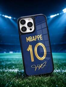 1pc No.10 Gold Signature Deep Blue Glass Phone Case, Compatible With IPhone 17 Pro Max 16 15 14 13 12 11 Pro Plus 16E, Black Dual-Color Frame Full Diamond Lens Protector, Waterproof Shockproof Anti-Fall Anti-Scratch Tempered Glass Hard Shell - Navy Blue - View 2