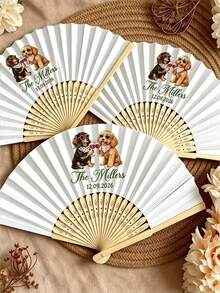 Abanicos personalizados con caras divertidas impresas, abanicos personalizados con caras divertidas impresas, ligeros y portátiles, adecuados para bodas al aire libre, abanicos para fotos. - Multicolor - Ver 10