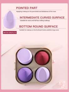 4pcs Makeup Sponge Set With Storage Box, Wet & Dry Dual-Use Makeup Sponges For Foundation, Concealer, Powder, Practical Vanity, Bedroom, Travel Makeup Accessories, Practical Daily Necessities, Ideal Christmas/Holiday Gift For Women - Multicolor - View 7