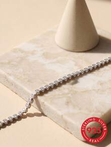 ORSA JEWELS 1件 925純銀圓形寶石網球鏈條手鍊，4A級立方鋯石女士手鍊，奢華珠寶，生日派對聖誕禮物 - 銀色 - 查看 2