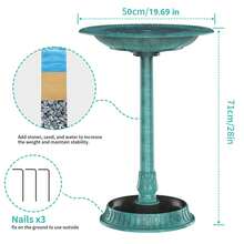 Antique Polyresin Bird Bath & Outdoor Fountain, 28 Inch Solar Powered Water Fountain, 4 Spray Patterns, Lightweight Weather Resistant Garden Stuff & Gardening Supplies, Outdoor Garden Water Feature For Patio Yard Decor - 青銅色 - 查看 2