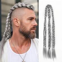 24 Inch Viking Men's Hair Extensions, Handmade Braided Clip-In Ponytail Hair Piece, Suitable For Viking Costume And Renaissance Warrior Accessories, Halloween - Multicolor - View 1