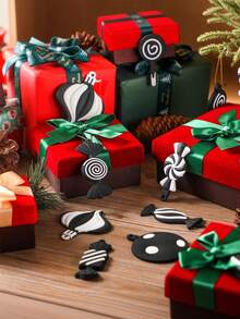 20/10Pcs Indoor Christmas Tree Decoration Set - Black & White Candy Cane Christmas Tree Ornaments, Cute Candy Decorations, Tree Topper, Home Office Holiday Party Vase Decor, Christmas Tree Hangings, Christmas Gifts, Christmas Room Decor - Christmas Black Ornament - View 2