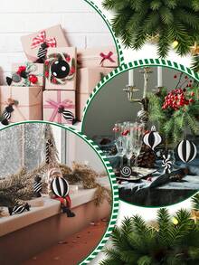 20/10Pcs Indoor Christmas Tree Decoration Set - Black & White Candy Cane Christmas Tree Ornaments, Cute Candy Decorations, Tree Topper, Home Office Holiday Party Vase Decor, Christmas Tree Hangings, Christmas Gifts, Christmas Room Decor - Christmas Black Ornament - View 3