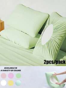 1/2/4 Pack Cool Breathable Full Wrap Pillowcase, Non-Slip Single Piece Pillowcase, Solid Color Easy To Put On, Soft And Skin-Friendly, Suitable For Hotel And B&B, Stain-Resistant Fabric, Washable, Suitable For Hotel And Business Travel - Multicolor - View 3