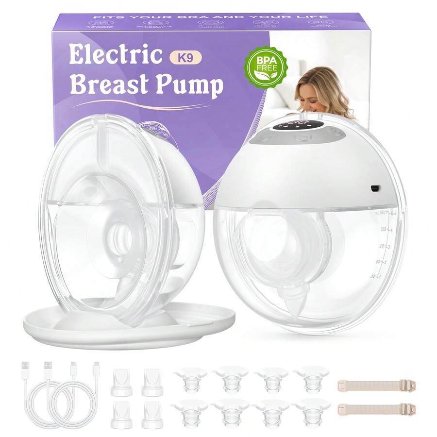 This Quiet, Hands-Free Electric Breast Pump Is Leak-Proof And Backflow-Proof. It Is Freestanding, Easy To Transport, And Offers 4 Modes And 12 Adjustable Suction Levels.