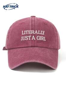 1件中性復古做舊軟頂棒球帽，LITERALLY JUST A GIRL字母刺繡個性化鴨舌帽，防曬透氣可調節帽帶，百搭卡車司機帽/爸爸帽，日常通勤、街頭、戶外運動、徒步、露營必備 - B - 查看 15