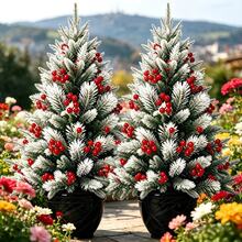 Artificial Realistic Cedar With Red Berries, Spring/Summer Indoor/Outdoor Decoration, Suitable For Easter, Independence Day, Halloween, Christmas, Multi-Holiday, Multi-Scenario, High Foliage Realism, Plump And Bright Berries - Multicolor - View 8