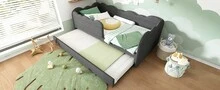 Daybed 90x190cm, Sleeper Sofa, Grey Linen Without Mattress - Grey - View 10