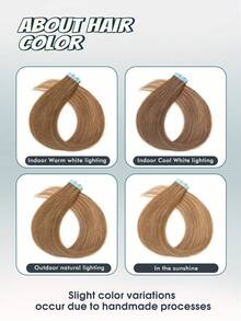 10pcs Mini Tape-In Hair Extensions, Real Human Hair, Chestnut Brown, 14-22 Inches, Remy Human Hair, Double-Sided Invisible Tape-In Extensions - S6 - View 9