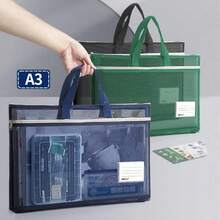 Bolsa de Arte Infantil A3 con Rejilla, Cuaderno de Dibujo 8K, Bolsa de Hombro con Cierre de Gran Capacidad, Bolsa de Almacenamiento de Papel de Dibujo A4, Bolsa de Papelería de Nailon con Re - Albaricoque - Ver 2