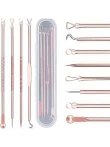 Set de 4 piezas de agujas para eliminar puntos negros y acné, herramienta de limpieza de poros faciales, removedor de puntos negros, producto de belleza, cuidado de la piel, spa, autocuidado, herramienta de cuidado de la piel, cuidado facial, suministros de esteticista, piel, limpiador, cuidado facial - Multicolor - Ver 1