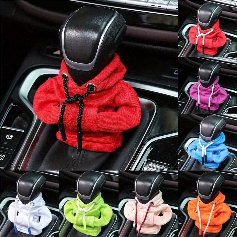 Funda universal para palanca de cambios de coche, sudadera con capucha de moda para perilla de palanca de cambios, accesorios interiores de decoración, accesorios para automóvil - A - Ver 1