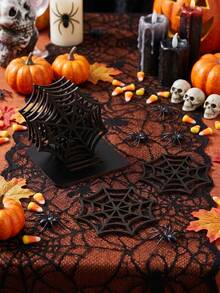 4pcs/1set Halloween Decoration Mats, Halloween Spider Web Decoration Mats, Tabletop Decor, Halloween Trick Or Treat Decoration, Halloween Ornaments, Halloween Room Decor, Party Supplies, Home Decor, Halloween Gift 1pc - Multicolor - View 7
