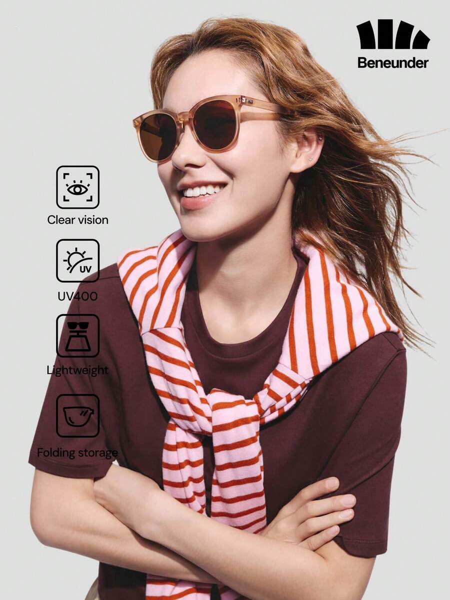 Beneunder Boston Frame Lightweight Foldable Fashion Glasses FD014 - Orange - View 1