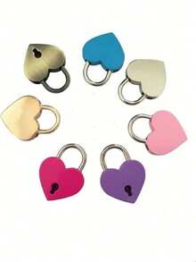 Un juego de candados pequeños con forma de corazón con llaves - Candados de metal con forma de corazón para equipaje, cuadernos, cajones, carteras - Juego de candados decorativos pequeños para bolsos (color de la llave aleatorio) - A - Ver 2