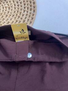 Shorts Marrant With Belt And Pocket, High Waist - 巧克力棕 - 查看 5