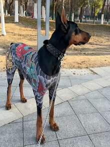 1pc Dragon Pattern Pet T-Shirt, Soft Breathable Elastic Pet Clothing, Suitable For Small To Large Dogs, Anti-Shedding Pet Outfit, Tattoo Style Dog Clothes, Suitable For Summer Outdoor Walks And Daily Wear - Multicolor - View 2