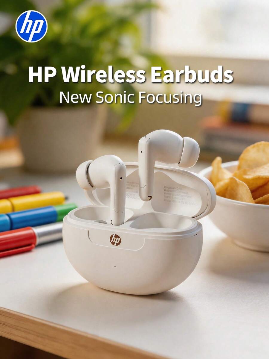 HP Wireless In-Ear Earbuds HD1, Bluetooth Earbuds With Type-C Interface, 5.3 Version Auto-Pairing, Up To 30 Hours Battery Life, Wireless Earbuds With Microphone, Compatible With IPhone And Android