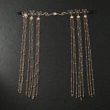 1件金色珠飾流蘇髮鏈，適合女性婚禮、海灘、度假，金色髮飾，金色飾品，夏季配件，海灘必備 - 彩色 - 查看 5