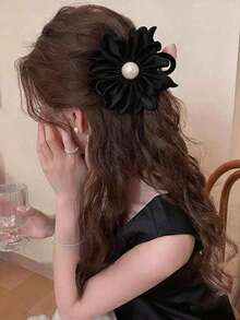 3件裝甜美優雅布藝珍珠花夏季清新高端髮夾 - 彩色 - 查看 6