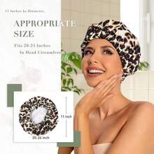 Gorro de ducha reutilizable para mujeres, gorro de ducha grande impermeable con banda elástica, gorro de baño lavable para cabello largo, rizado, trenzas, ducha diaria, spa en casa, viajes (Leopardo) - Ver 1