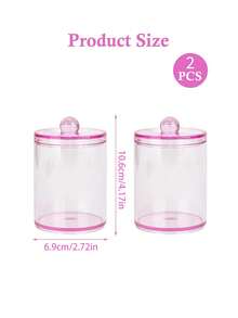 1/2/3/4 PCS Pink Acrylic Bathroom Organizer Set With Lids, Clear Vanity Storage Containers For Cotton Swabs, Cotton Pads, Makeup Brushes, Beauty Sponges, Cosmetic Counter Organizer, Makeup Desk Accessories - Multicolor - View 10