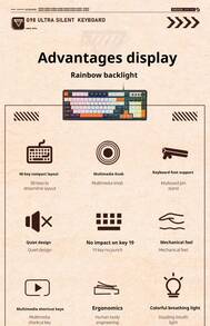 EWEADN Keyboard Berkabel Forwarder G98 Silent Mechanical Feel untuk Komputer Kantor, Laptop, dan Unisex - View 3
