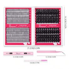 396 Peças Conjunto de Cílios Postiços de Agrupamento Único Curva D, Inclui Cílios Pontiagudos 120D/150D, Cola, Selante, Pinça e Pincel, Kit de Extensão de Cílios DIY, Adequado para Iniciantes, Cílios Segmentados Grossos, Macios e Realistas, Adequado para Maquiagem Diária/Leve/Grossa/Cosplay, Halloween - Preto - Visão 11