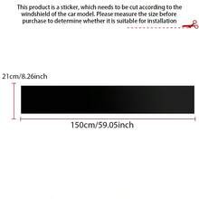 Matte Black 150cm Matte Black Car Front Windshield Sunshade Sticker Racing Style Anti-UV Sun-Blocking Strip Self-Adhesive Windshield Window Sunshade Film Modification Decorative Car Sticker - Solid Black - View 5