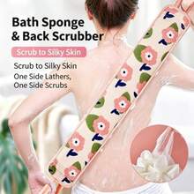 pdva 1pc 2-In-1 Exfoliating Back Brush And Loofah Bath Strap, Fine Mesh Rich Foam Body Scrub Cloth, Gentle And Non-Irritating Bathroom Accessory - Exfoliating Bath Strip - View 5