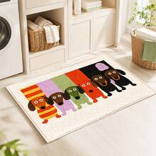 1pc Dachshund Soft Comfortable Home Decor Mat, Illustration Style, TPR Non-Slip Backing, Faux Cashmere Floor Covering, Machine Washable, Suitable For Entryway, Porch, Indoor, Living Room, Bedroom, Bathroom, Laundry Room, Dorm, Game Room - Multicolor - View 3