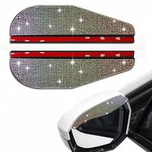2 piezas Protector de lluvia brillante para espejo retrovisor de coche con strass, visera de lluvia para espejo retrovisor de coche, escudo de lluvia - A - Ver 6