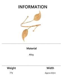 1pc Vintage Metal Sunflower Leaf Open Arm Cuff Bracelet, Niche High-End Style, Vacation Hot Girl Arm Accessory - Golden Yellow - View 8