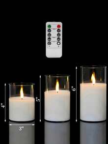 1/2/3pcs LED Flameless Candles With Remote Control And Timer, Suitable For Table Centerpiece Decoration, Wedding, Garden, Holiday Party - Transparent - View 12