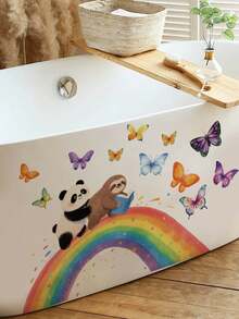 Dreamy Rainbow Series Removable Wall Stickers Panda Sloth Floral Fairy Multiple Styles Waterproof PVC Self-Adhesive Decals For Bedroom Bathroom Kindergarten DIY Princess Nordic Style Cute Home Decor - Wall Stickers - View 2