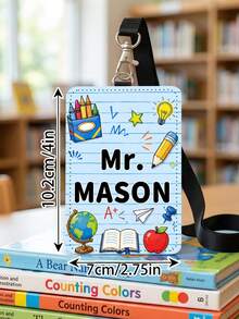 1pc Custom Teacher Name Badge Holder Lanyard,Personalized School Doodle Luggage Tag,Teacher Appreciation Gift,Back To School,Teacher Staff Name Tag - Multicolor - View 6