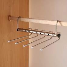 Cabide de Calças de Metal Aço Inoxidável com 9 Níveis, Suporte de Calças Dobrável Multifuncional com Clipes Mágicos Sem Marcas, Cabide Giratório, Organizador de Guarda-Roupa, Barra Ajustável, Adequado para Casa/Escritório/Hotel, Solução de Armazenamento de Guarda-Roupa, Gancho de Aço Inoxidável Antiderrapante - Multicolorido - Visão 7