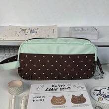 1pc Green Four-Leaf Clover Pattern Cat-Shaped Pencil Case, High Cost-Performance Large Capacity Student Pencil Bag, Storage Bag, High-Quality Pencil Holder, Back To School Gift, Student Desk Stationery Organizer - Four-leaf Clover Kitten - View 6