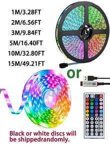 智能音樂 RGB LED 燈條，3.28英尺(1捲)~98.42英尺(2捲)附紅外線 44 鍵遙控器，USB 5V LED 燈條附背膠，可調色，適用臥室、派對裝飾、居家裝飾、廚房、電視、節日派對，最佳禮物 - 彩 - 查看 11
